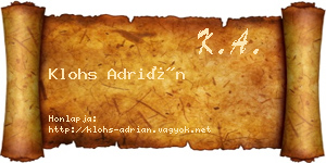 Klohs Adrián névjegykártya
