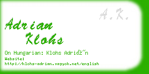 adrian klohs business card